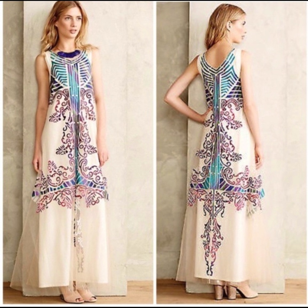 GEISHA DESIGNS “Glacia” tulle long dress Anthro